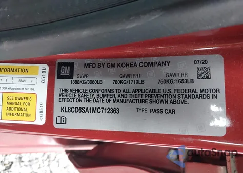 2021 Chevrolet Spark Fwd 1Lt Automatic from USA, damaged, VIN KL8CD6SA1MC712363